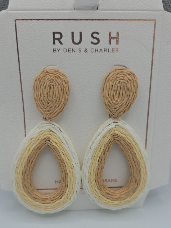 Rush By Denis & Charles Jewelry - 5 for $25! RUSH by Denis & Charles Teardrop Straw Drop Earrings - Beige & Cream